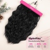 image:imageREECHO Clip in Hair Extensions 4PCS Hair Extensions 14 Short Wavy Invisible Lace Weft Natural Soft Hairpieces for Women  Light Brown with Blonde HighlightsBlack