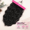 image:imageREECHO Clip in Hair Extensions 4PCS Hair Extensions 14 Short Wavy Invisible Lace Weft Natural Soft Hairpieces for Women  Light Brown with Blonde HighlightsBlack Brown