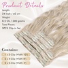 image:imageREECHO Clip in Hair Extensions 5PCS 24 Beach Wavy Invisible Lace WeftsAsh Blonde with Highlights