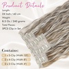 image:imageREECHO Clip in Hair Extensions 5PCS 24 Beach Wavy Invisible Lace WeftsAsh Brown with Platinum Highlights