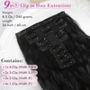 image:imageREECHO Clip in Hair Extensions 5PCS 24 Beach Wavy Invisible Lace WeftsBlack