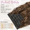 image:imageREECHO Clip in Hair Extensions 5PCS 24 Beach Wavy Invisible Lace WeftsChocolate Brown with Blonde Highlights