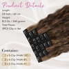 image:imageREECHO Clip in Hair Extensions 5PCS 24 Beach Wavy Invisible Lace WeftsChocolate Brown with Golden Highlights
