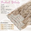image:imageREECHO Clip in Hair Extensions 5PCS 24 Beach Wavy Invisible Lace WeftsDark Ash Blonde