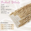 image:imageREECHO Clip in Hair Extensions 5PCS 24 Beach Wavy Invisible Lace WeftsDark Blonde with Highlights