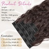 image:imageREECHO Clip in Hair Extensions 5PCS 24 Beach Wavy Invisible Lace WeftsDark Brown