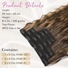image:imageREECHO Clip in Hair Extensions 5PCS 24 Beach Wavy Invisible Lace WeftsDark Brown with Highlights