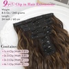 image:imageREECHO Clip in Hair Extensions 5PCS 24 Beach Wavy Invisible Lace WeftsDark Brown with Highlights