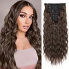 image:imageREECHO Clip in Hair Extensions 5PCS 24 Beach Wavy Invisible Lace WeftsDark Chocolate Brown