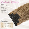 image:imageREECHO Clip in Hair Extensions 5PCS 24 Beach Wavy Invisible Lace WeftsLight Brown with Blonde Highlights