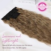 image:imageREECHO Clip in Hair Extensions 5PCS 24 Beach Wavy Invisible Lace WeftsLight Brown with Blonde Highlights