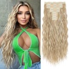 image:imageREECHO Clip in Hair Extensions 5PCS 24 Beach Wavy Invisible Lace WeftsMedium Blonde with Highlights