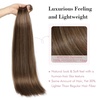 image:imageREECHO Clip in Hair Extensions Hair Extensions Thick Long Lace Weft Lightweight Synthetic Hairpieces for Women 24 Inch240 GramPack of 5 Chocolate Brown with Golden Blonde HighlightsChocolate Brown with Highlights