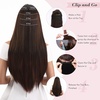 image:imageREECHO Clip in Hair Extensions Hair Extensions Thick Long Lace Weft Lightweight Synthetic Hairpieces for Women 24 Inch240 GramPack of 5 Chocolate Brown with Golden Blonde HighlightsDark Brown with Highlights