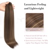 image:imageREECHO Clip in Hair Extensions Hair Extensions Thick Long Lace Weft Lightweight Synthetic Hairpieces for Women 24 Inch240 GramPack of 5 Chocolate Brown with Golden Blonde HighlightsMedium Brown with Blonde Highlights