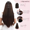 image:imageREECHO Clip in Hair Extensions Hair Extensions Thick Long Lace Weft Lightweight Synthetic Hairpieces for Women 24 Inch240 GramPack of 5 Chocolate Brown with Golden Blonde HighlightsGolden with Highlights