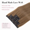 image:imageREECHO Clip in Hair Extensions Hair Extensions Thick Long Lace Weft Lightweight Synthetic Hairpieces for Women 24 Inch240 GramPack of 5 Chocolate Brown with Golden Blonde HighlightsLight Chestnut Brown