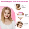 image:imageREECHO Clip in Hair Volumizer 2PCS 12 inch Short Thick Clip in Hairpieces Adding Extra Volume Hair Extensions for Women  Dark Brown with HighlightsChocolate Brown