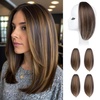 image:imageREECHO Clip in Hair Volumizer 2PCS 12 inch Short Thick Clip in Hairpieces Adding Extra Volume Hair Extensions for Women  Dark Brown with HighlightsDark Brown with Highlights