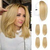 image:imageREECHO Clip in Hair Volumizer 2PCS 12 inch Short Thick Clip in Hairpieces Adding Extra Volume Hair Extensions for Women  Dark Brown with HighlightsGolden Blonde