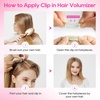 image:imageREECHO Clip in Hair Volumizer 2PCS 12 inch Short Thick Clip in Hairpieces Adding Extra Volume Hair Extensions for Women  Dark Brown with HighlightsLight Silver