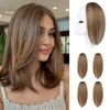 image:imageREECHO Clip in Hair Volumizer 2PCS 12 inch Short Thick Clip in Hairpieces Adding Extra Volume Hair Extensions for Women  Dark Brown with HighlightsLight Brown