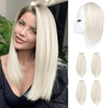 image:imageREECHO Clip in Hair Volumizer 2PCS 12 inch Short Thick Clip in Hairpieces Adding Extra Volume Hair Extensions for Women  Dark Brown with HighlightsPlatinum Blonde
