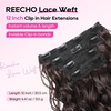 image:imageREECHO Curly Clip in Hair Extensions 4PCS 24 inch Long Hair Extensions Clip ins Lace Weft Natural Hairpieces for Women Daily Light Brown with Blonde HighlightsDark Reddish Brown