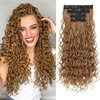 image:imageREECHO Curly Clip in Hair Extensions 4PCS 24 inch Long Hair Extensions Clip ins Lace Weft Natural Hairpieces for Women Daily Light Brown with Blonde HighlightsStrawberry Blonde