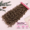image:imageREECHO Curly Clip in Hair Extensions 4PCS 24 inch Long Hair Extensions Clip ins Lace Weft Natural Hairpieces for Women Daily Light Brown with Blonde HighlightsLight Brown