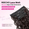 image:imageREECHO Curly Clip in Hair Extensions 4PCS 24 inch Long Hair Extensions Clip ins Lace Weft Natural Hairpieces for Women Daily Light Brown with Blonde HighlightsDark Reddish Brown