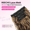 image:imageREECHO Curly Clip in Hair Extensions 4PCS 24 inch Long Hair Extensions Clip ins Lace Weft Natural Hairpieces for Women Daily Light Brown with Blonde HighlightsDark Brown with Highlights