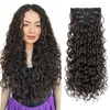 image:imageREECHO Curly Clip in Hair Extensions 4PCS 24 inch Long Hair Extensions Clip ins Lace Weft Natural Hairpieces for Women Daily Light Brown with Blonde HighlightsBlack Brown