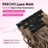 image:imageREECHO Curly Clip in Hair Extensions 4PCS 24 inch Long Hair Extensions Clip ins Lace Weft Natural Hairpieces for Women Daily Light Brown with Blonde HighlightsChocolate Brown with Highlights