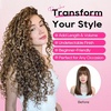 image:imageREECHO Curly Clip in Hair Extensions 4PCS 24 inch Long Hair Extensions Clip ins Lace Weft Natural Hairpieces for Women Daily Light Brown with Blonde HighlightsBrown with Deep Blonde Highlights