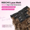 image:imageREECHO Curly Clip in Hair Extensions 4PCS 24 inch Long Hair Extensions Clip ins Lace Weft Natural Hairpieces for Women Daily Light Brown with Blonde HighlightsLight Brown