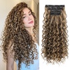 image:imageREECHO Curly Clip in Hair Extensions 4PCS 24 inch Long Hair Extensions Clip ins Lace Weft Natural Hairpieces for Women Daily Light Brown with Blonde HighlightsChocolate Brown with Highlights