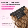 image:imageREECHO Curly Clip in Hair Extensions 4PCS 24 inch Long Hair Extensions Clip ins Lace Weft Natural Hairpieces for Women Daily Light Brown with Blonde HighlightsStrawberry Blonde