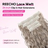 image:imageREECHO Curly Clip in Hair Extensions 4PCS 24 inch Long Hair Extensions Clip ins Lace Weft Natural Hairpieces for Women Daily Light Brown with Blonde HighlightsGlazed Mocha to Blonde