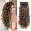 image:imageREECHO Curly Clip in Hair Extensions 4PCS 24 inch Long Hair Extensions Clip ins Lace Weft Natural Hairpieces for Women Daily Light Brown with Blonde HighlightsLight Brown