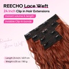 image:imageREECHO Curly Clip in Hair Extensions 4PCS 24 inch Long Hair Extensions Clip ins Lace Weft Natural Hairpieces for Women Daily Light Brown with Blonde HighlightsCopper Red