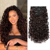 image:imageREECHO Curly Hair Extensions  4PCS 18 GoGo Curly Clip in Hair Extensions 100 Super Protein Hairpieces with Invisible Lace Weft Silky Soft Natural Look for Women  Chocolate Brown with Lighter EndsDark Brown