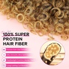 image:imageREECHO Curly Hair Extensions  4PCS 18 GoGo Curly Clip in Hair Extensions 100 Super Protein Hairpieces with Invisible Lace Weft Silky Soft Natural Look for Women  Chocolate Brown with Lighter EndsHoney Blonde Mix