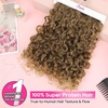image:imageREECHO Curly Hair Extensions  4PCS 18 GoGo Curly Clip in Hair Extensions 100 Super Protein Hairpieces with Invisible Lace Weft Silky Soft Natural Look for Women  Chocolate Brown with Lighter EndsLight Golden Brown with Lighter Ends