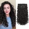 image:imageREECHO Curly Hair Extensions  4PCS 18 GoGo Curly Clip in Hair Extensions 100 Super Protein Hairpieces with Invisible Lace Weft Silky Soft Natural Look for Women  Chocolate Brown with Lighter EndsBlack Brown