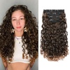 image:imageREECHO Curly Hair Extensions  4PCS 18 GoGo Curly Clip in Hair Extensions 100 Super Protein Hairpieces with Invisible Lace Weft Silky Soft Natural Look for Women  Chocolate Brown with Lighter EndsChocolate Brown with Lighter Ends