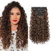 image:imageREECHO Curly Hair Extensions  4PCS 18 GoGo Curly Clip in Hair Extensions 100 Super Protein Hairpieces with Invisible Lace Weft Silky Soft Natural Look for Women  Chocolate Brown with Lighter EndsChocolate Brown with Golden Highlights