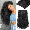 image:imageREECHO Curly Hair Extensions  4PCS 18 GoGo Curly Clip in Hair Extensions 100 Super Protein Hairpieces with Invisible Lace Weft Silky Soft Natural Look for Women  Chocolate Brown with Lighter EndsNatural Black