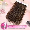 image:imageREECHO Curly Hair Extensions  4PCS 18 GoGo Curly Clip in Hair Extensions 100 Super Protein Hairpieces with Invisible Lace Weft Silky Soft Natural Look for Women  Chocolate Brown with Lighter EndsChocolate Brown with Golden Highlights