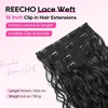 image:imageREECHO Curly Hair Extensions 4PCS 16 inch Clip in Hair Extensions Lace Weft Short Curly Hair Extension Clip Ins Invisible Natural Hairpieces for Women Light Brown with Blonde HighlightsNatural Black